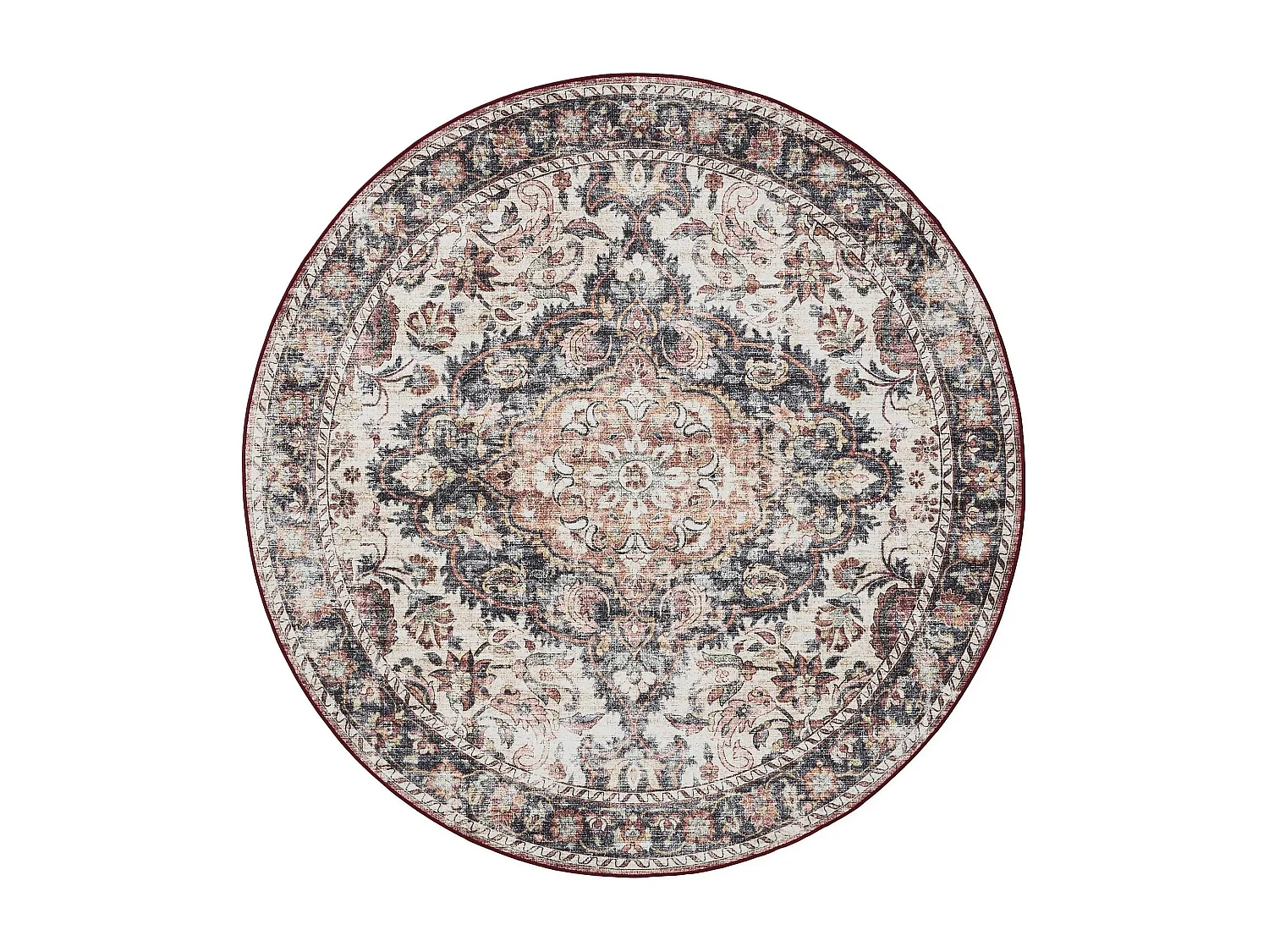 Tapis lavable George Multicouleur/Rouge ø 160 cm rond
