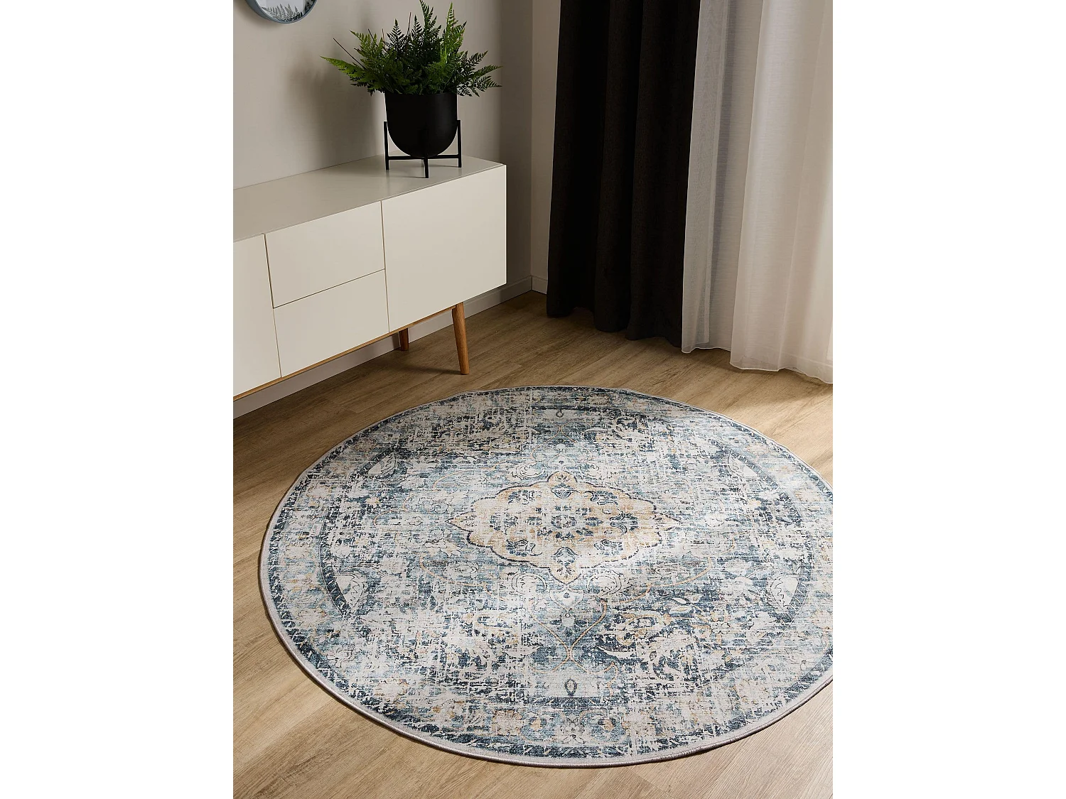 Tapis lavable George Bleu ø 160 cm rond