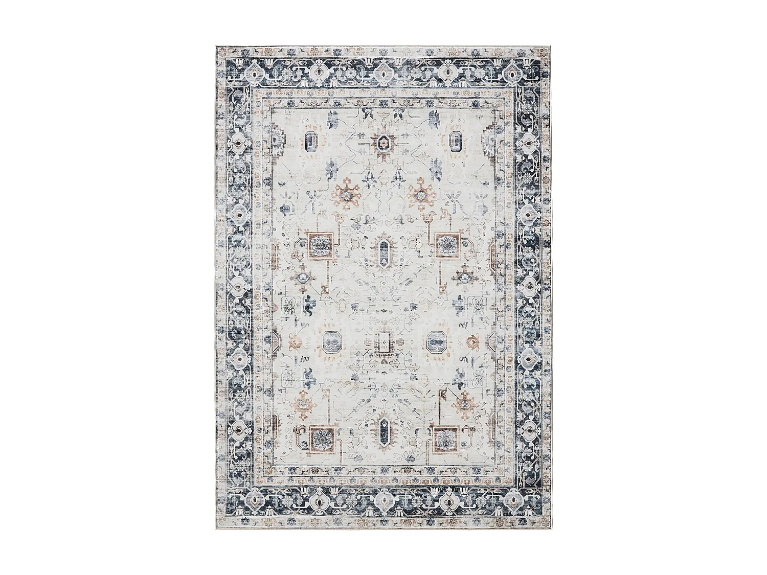 Tapis lavable George Crème/Gris 60x120 cm