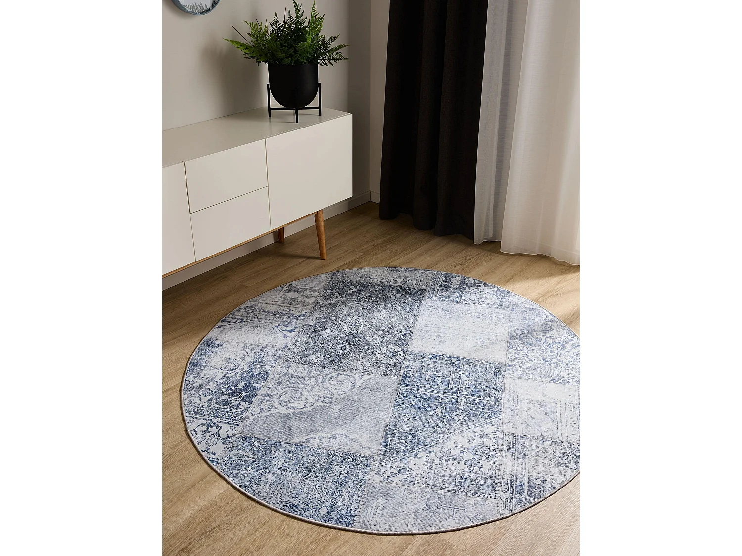 Tapis lavable George Bleu ø 160 cm rond