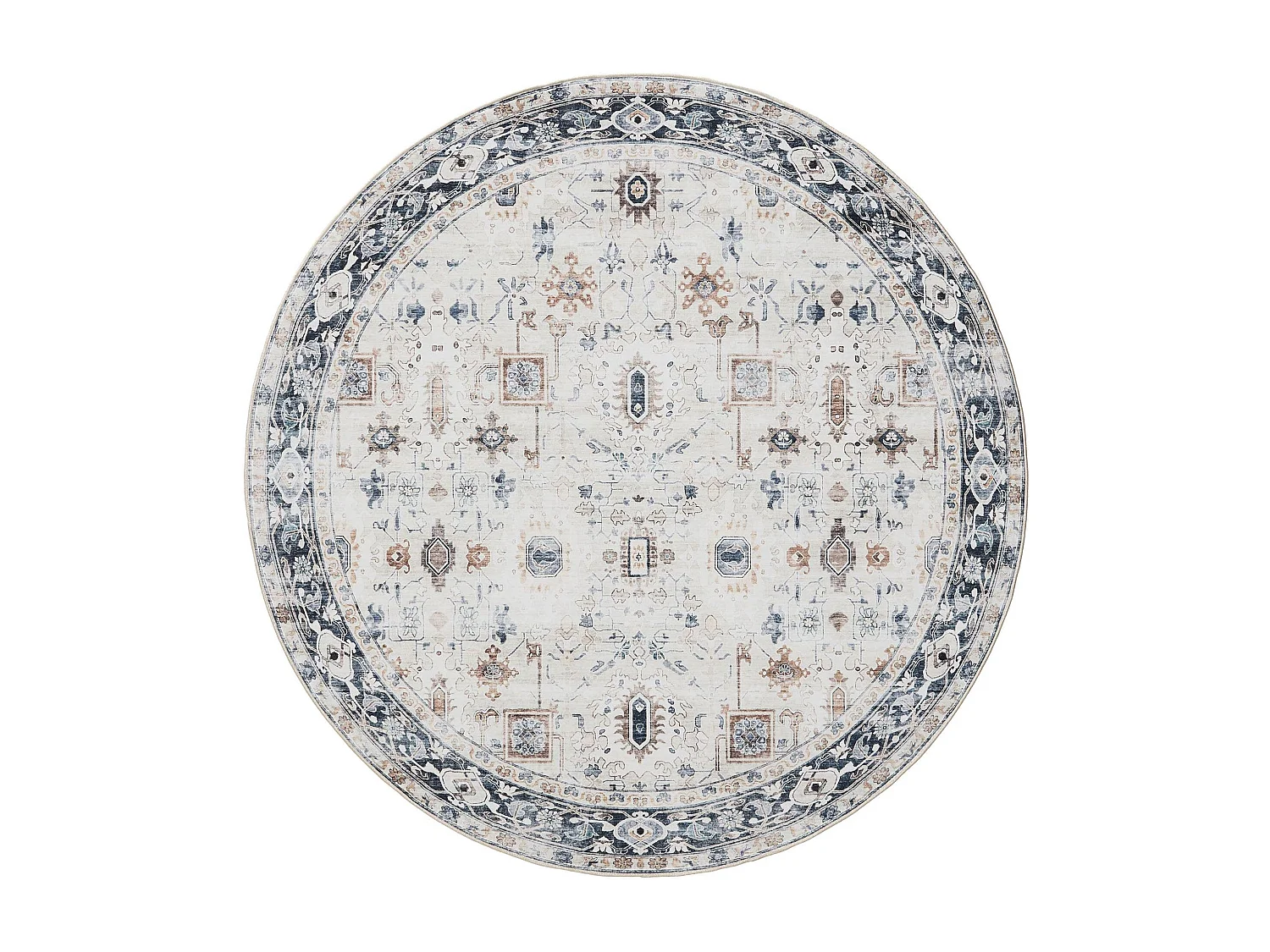 Tapis lavable George Crème/Gris ø 120 cm rond