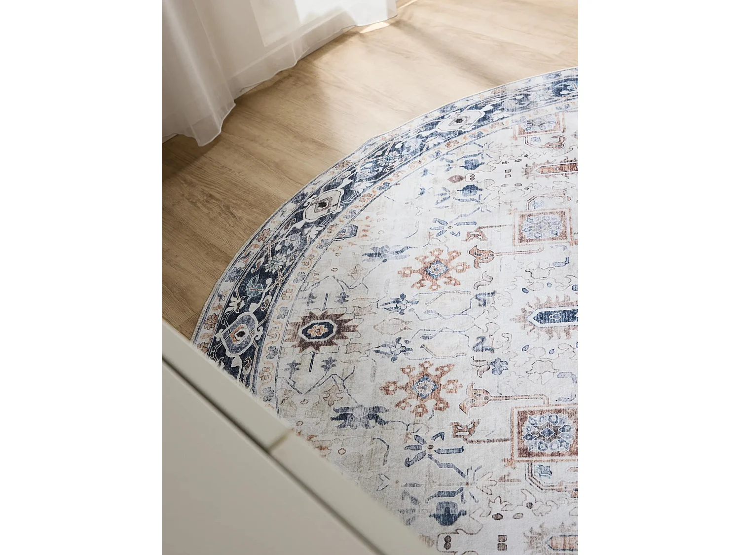 Tapis lavable George Crème/Gris ø 120 cm rond