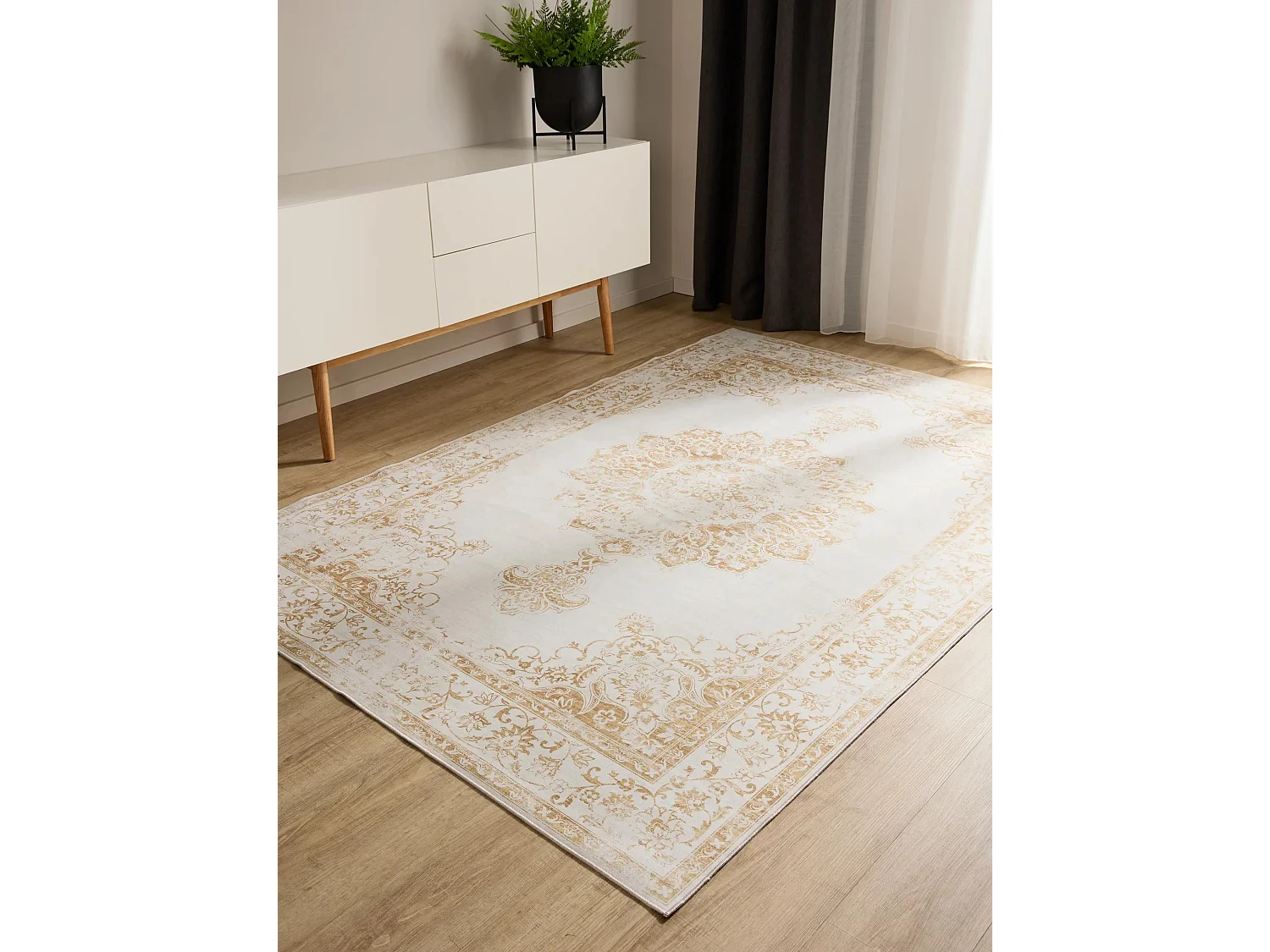 Tapis lavable George Crème/Jaune 140x200 cm
