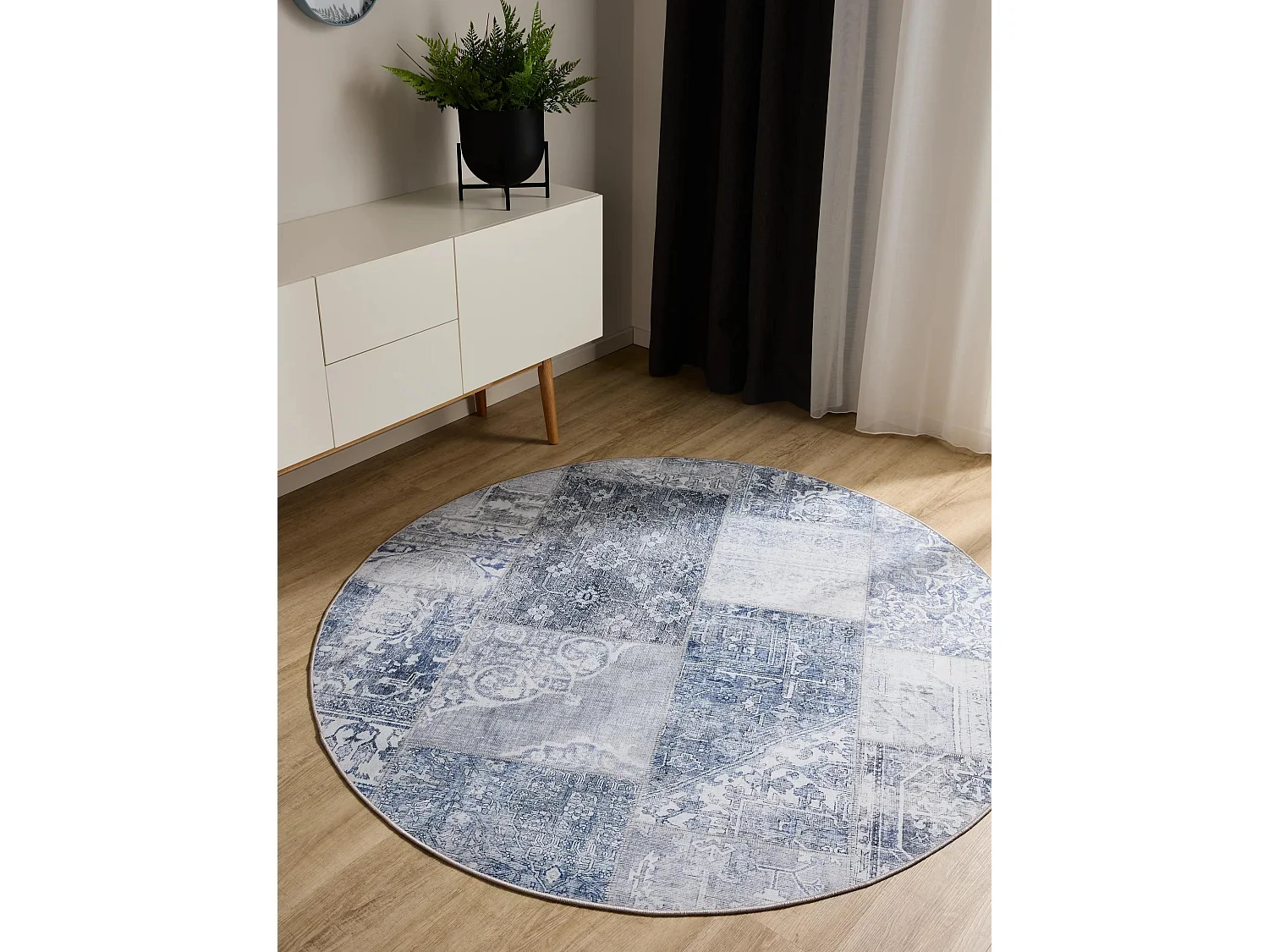 Tapis lavable George Bleu ø 120 cm rond