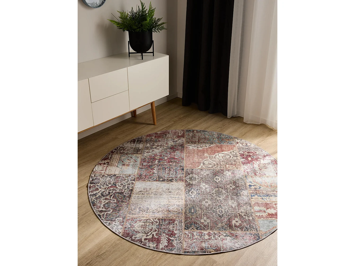 Tapis lavable George Multicouleur/Marron ø 160 cm rond