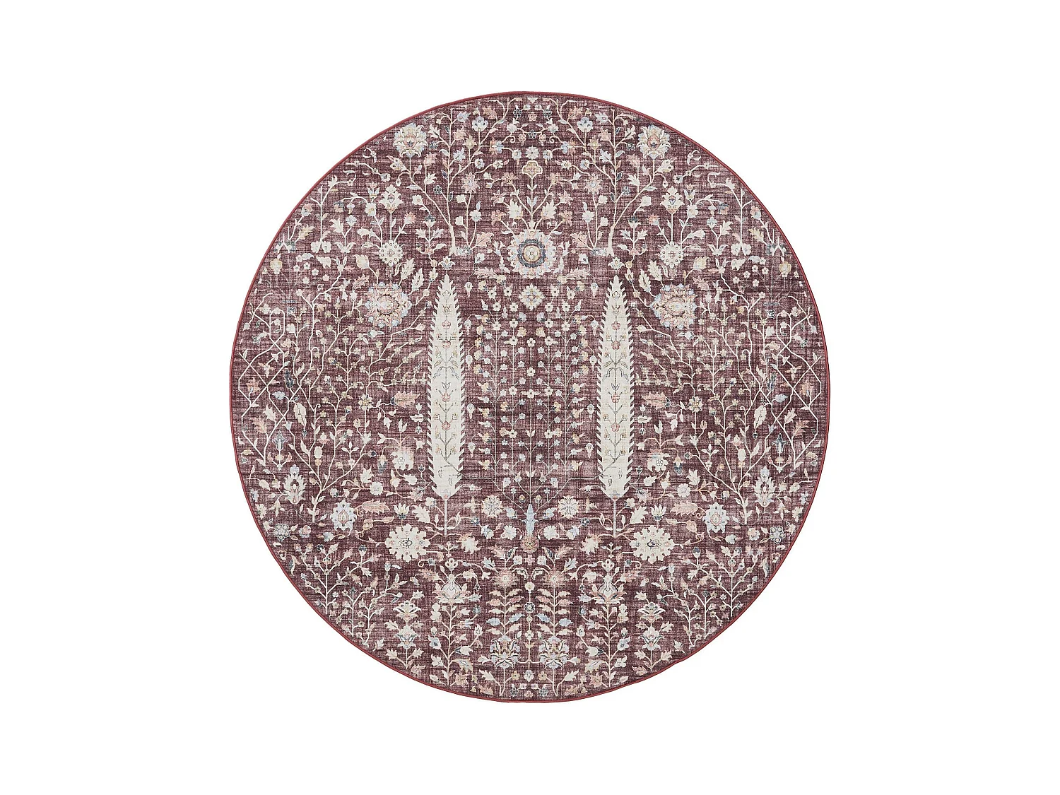 Tapis lavable George Bordeaux ø 120 cm rond