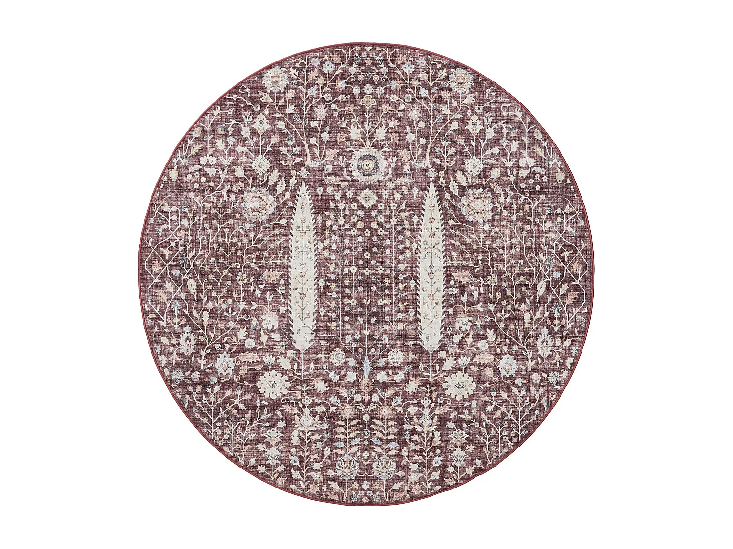Tapis lavable George Bordeaux ø 120 cm rond