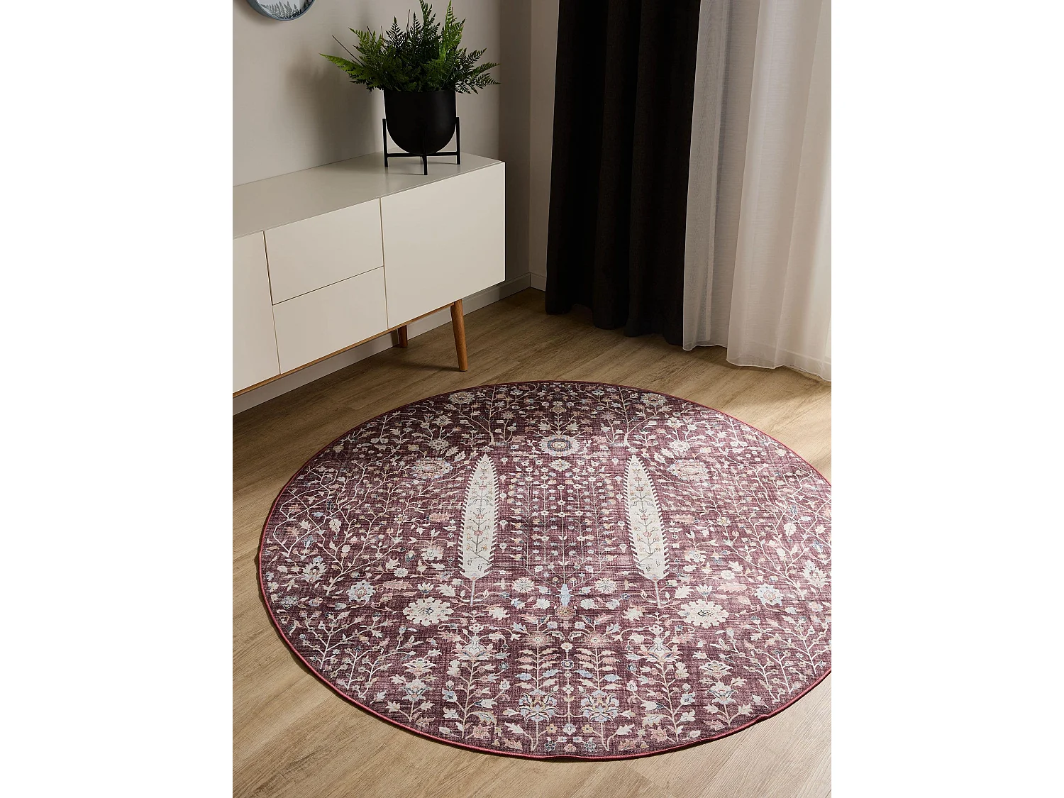 Tapis lavable George Bordeaux ø 120 cm rond