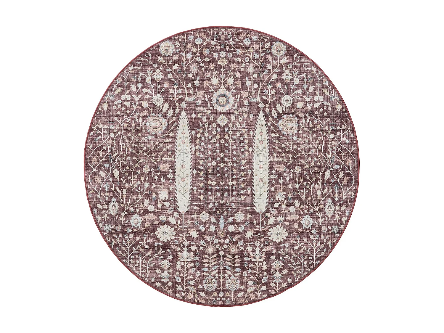 Tapis lavable George Bordeaux ø 120 cm rond