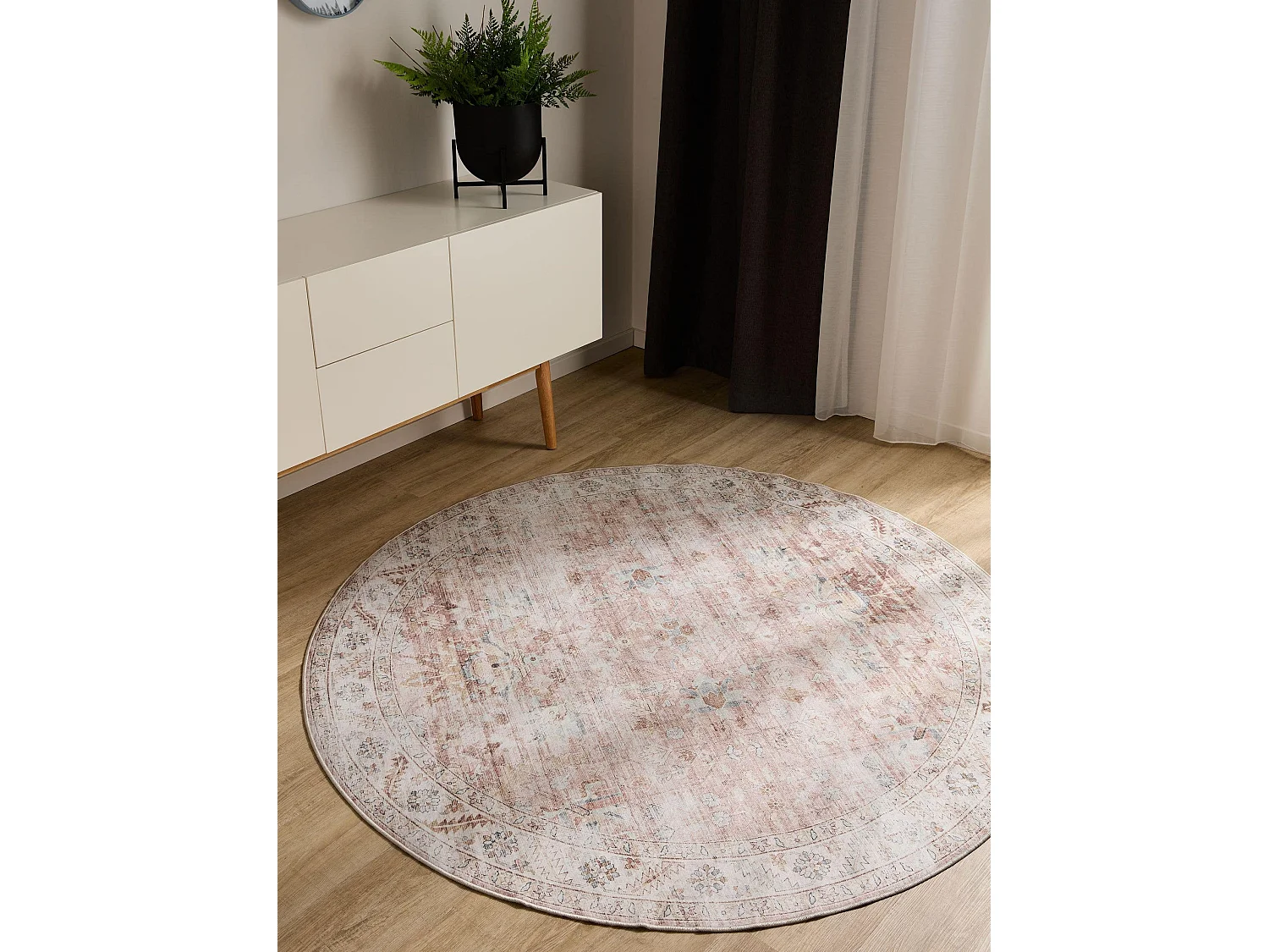 Tapis lavable George Rose ø 160 cm rond