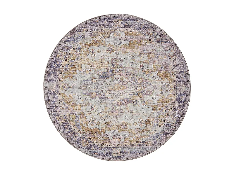 Tapis lavable George Multicouleur/Mauve ø 160 cm rond