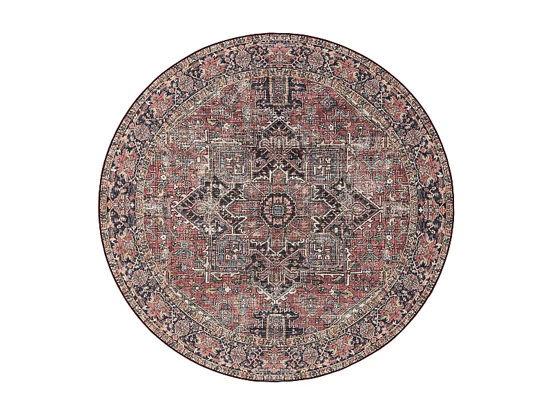 Tapis lavable George Multicouleur/Beige ø 120 cm rond