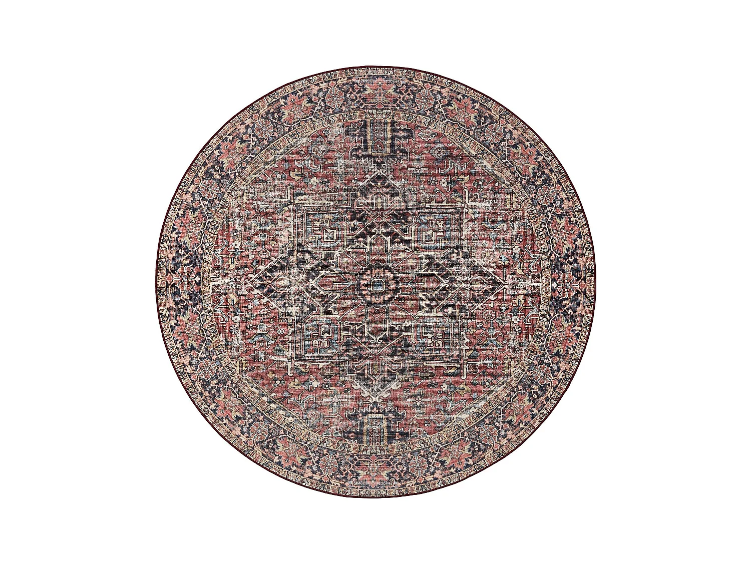 Tapis lavable George Multicouleur/Beige ø 120 cm rond