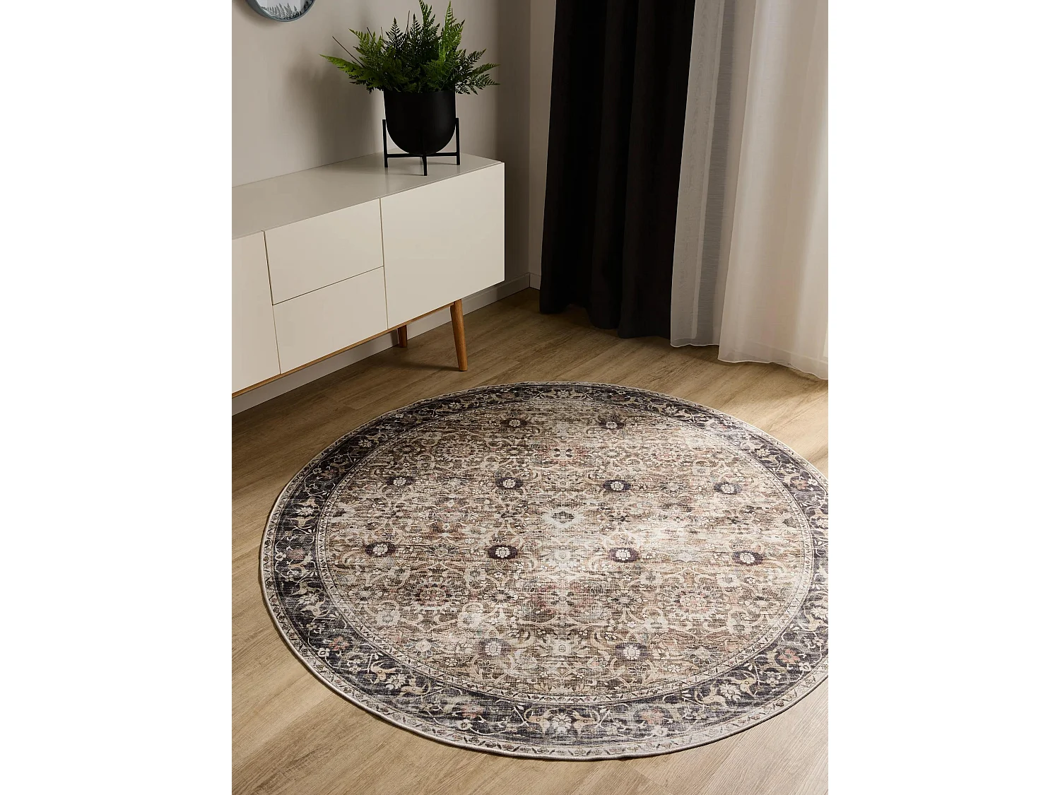 Tapis lavable George Anthracite/Taupe ø 160 cm rond