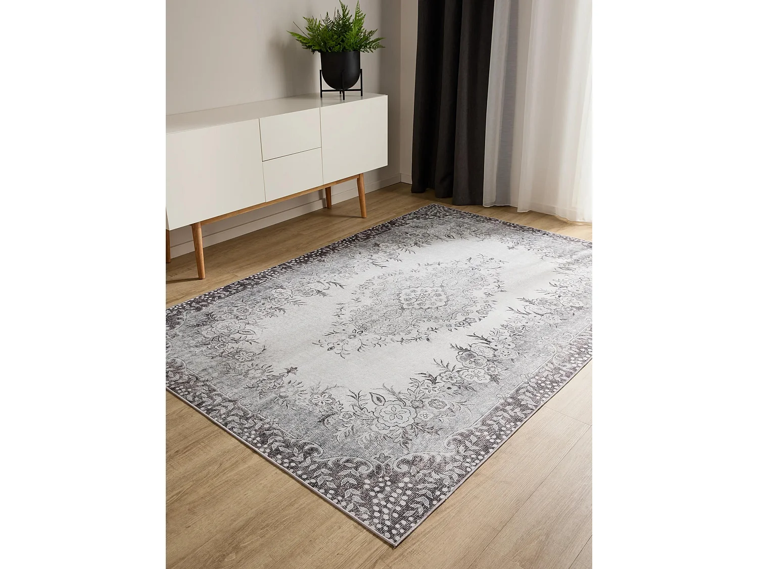 Tapis lavable George Noir/Gris 120x170 cm