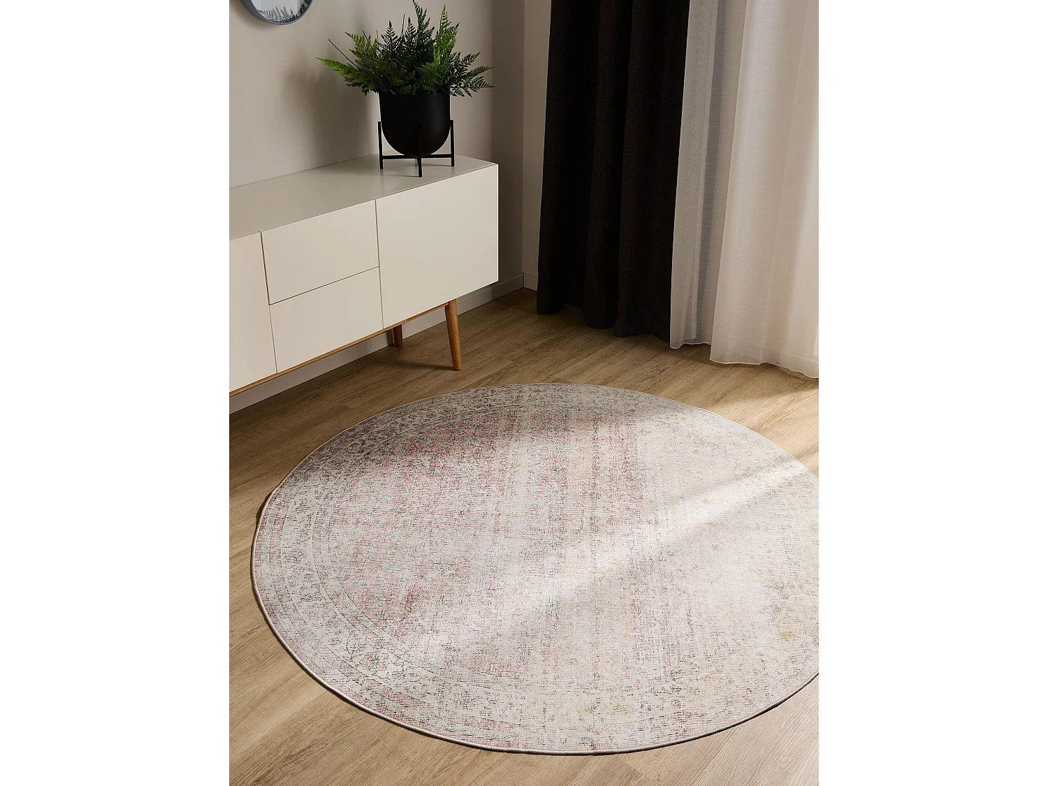 Tapis lavable George Beige/Rose ø 160 cm rond