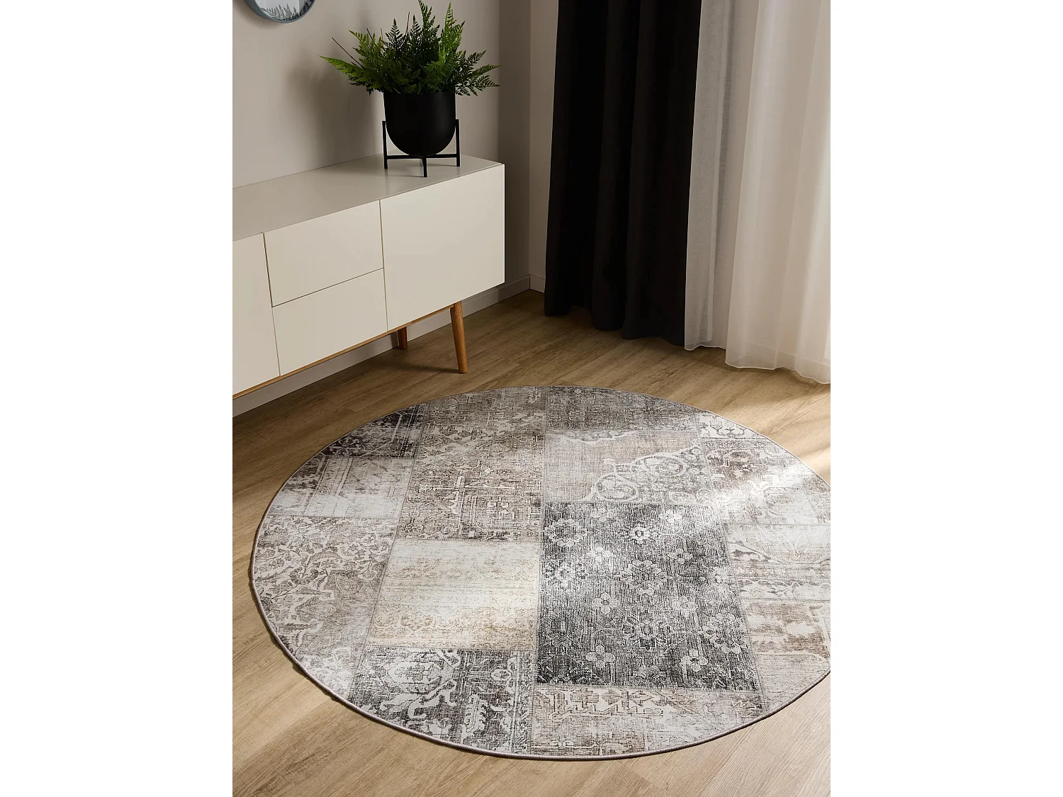 Tapis lavable George Gris ø 120 cm rond