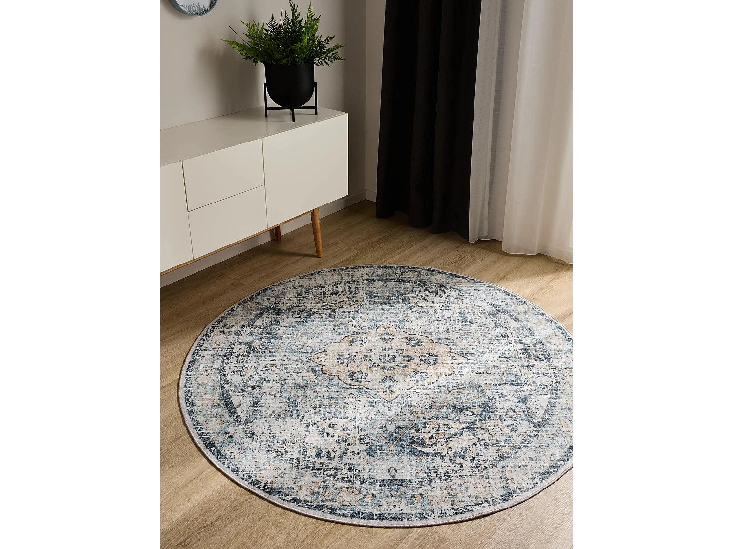 Tapis lavable George Bleu ø 120 cm rond