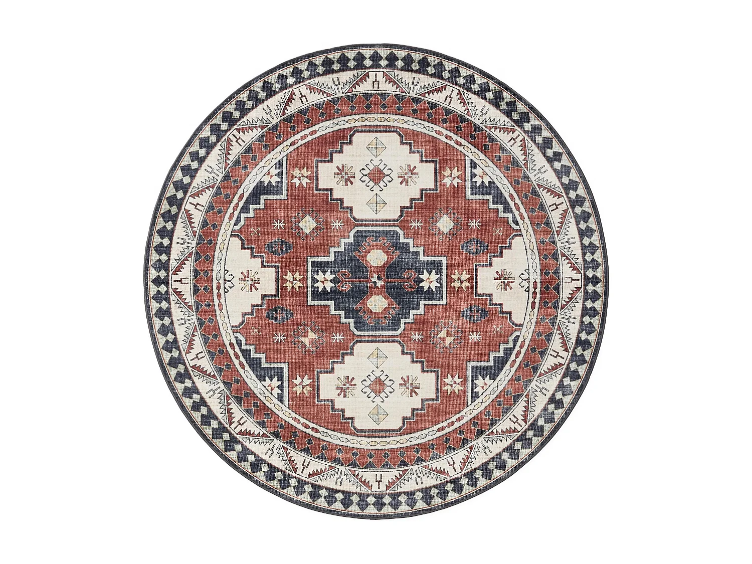 Tapis lavable George Multicouleur/Bleu ø 160 cm rond