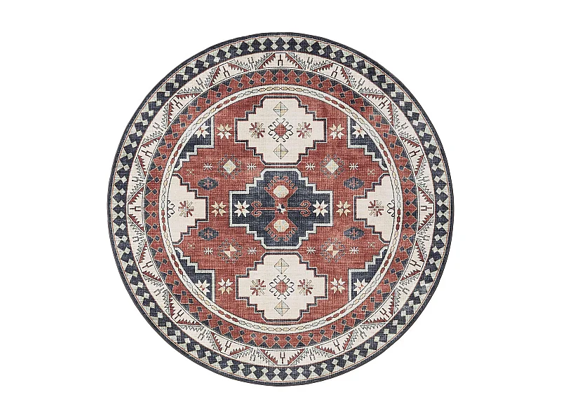 Tapis lavable George Multicouleur/Bleu ø 160 cm rond