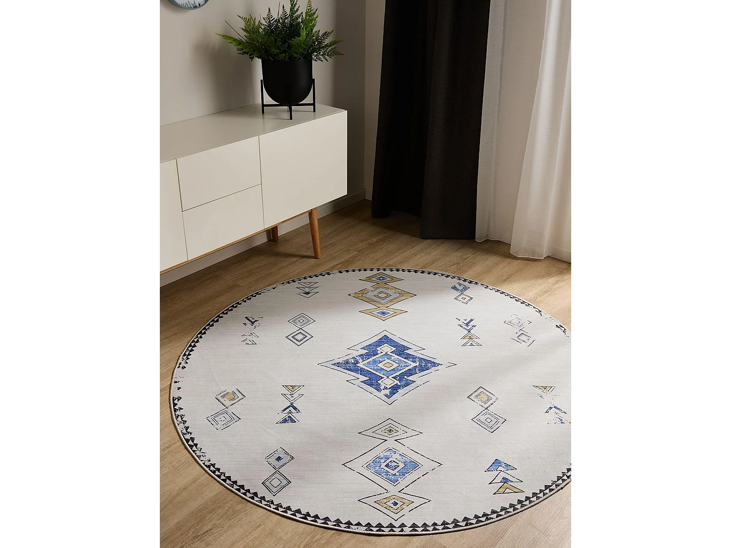 Tapis lavable George Beige/Multicouleur ø 160 cm rond