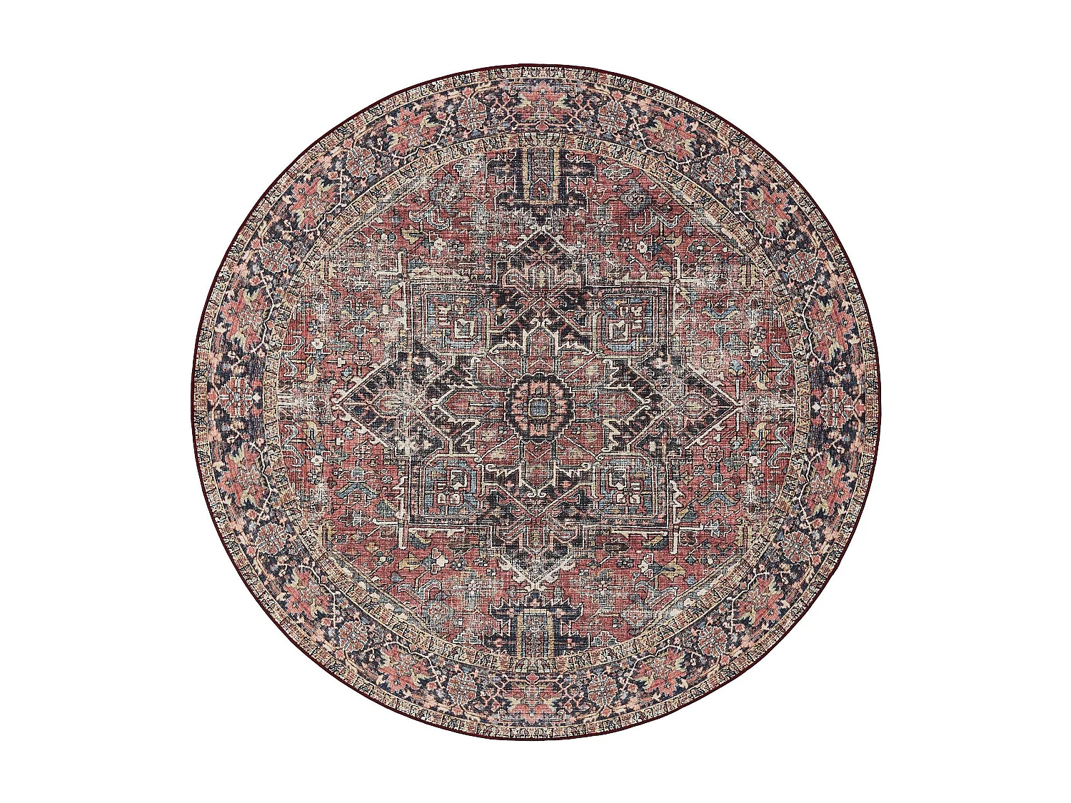 Tapis lavable George Multicouleur/Beige ø 160 cm rond