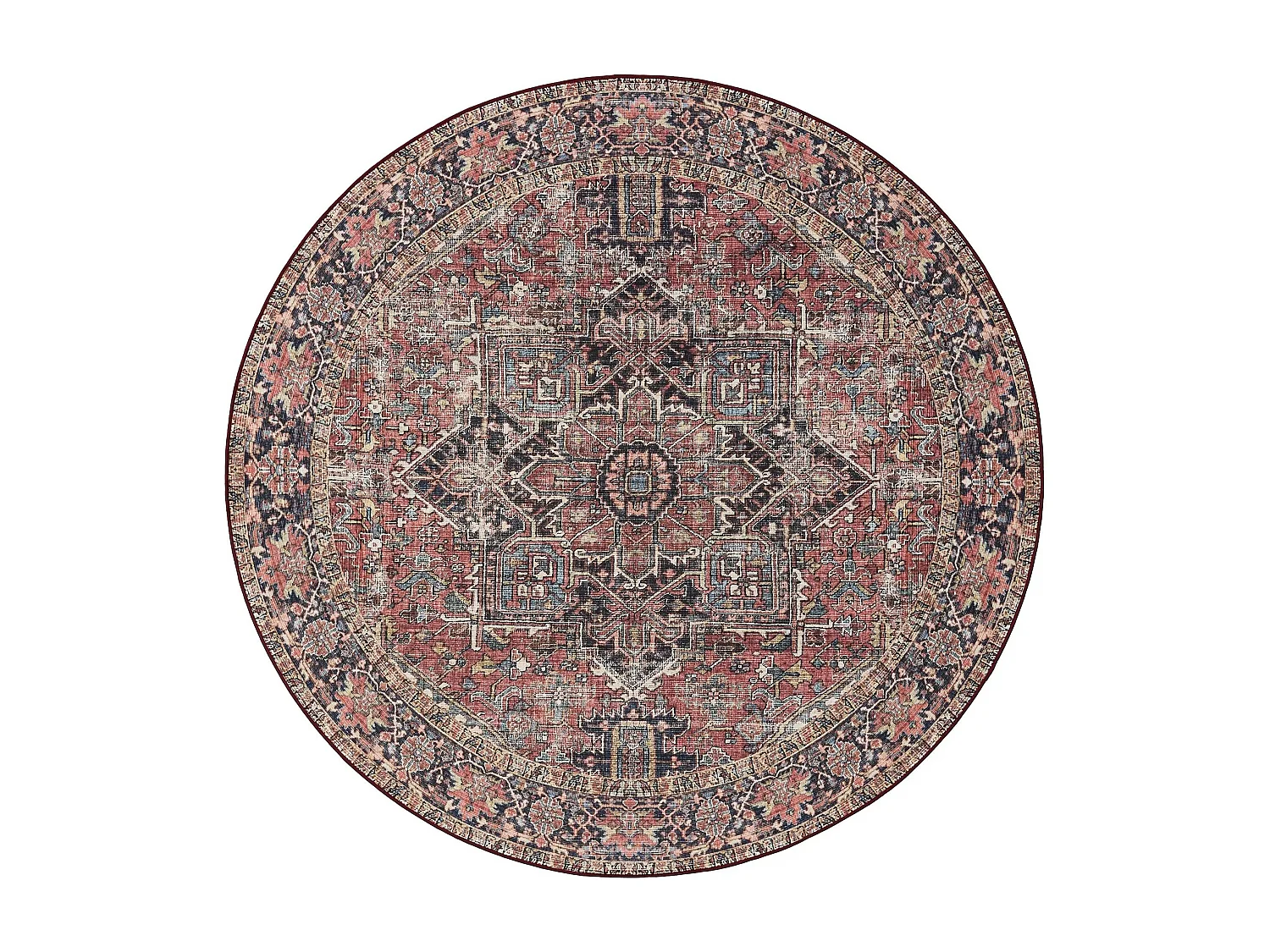 Tapis lavable George Multicouleur/Beige ø 160 cm rond