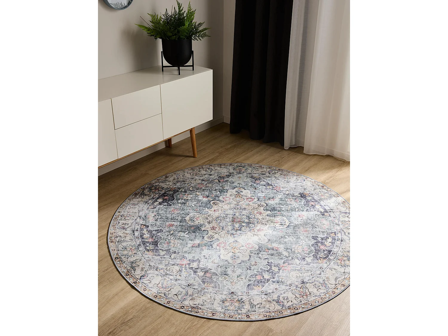 Tapis lavable George Bleu ø 120 cm rond