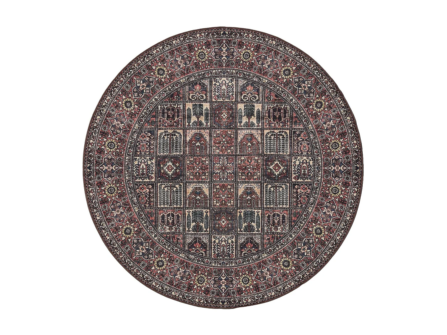 Tapis lavable George Multicouleur/Rouge ø 120 cm rond