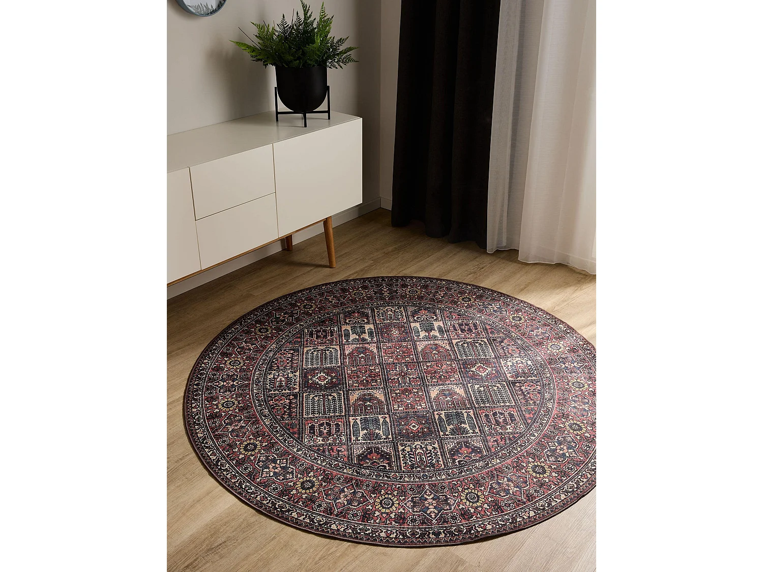 Tapis lavable George Multicouleur/Rouge ø 120 cm rond