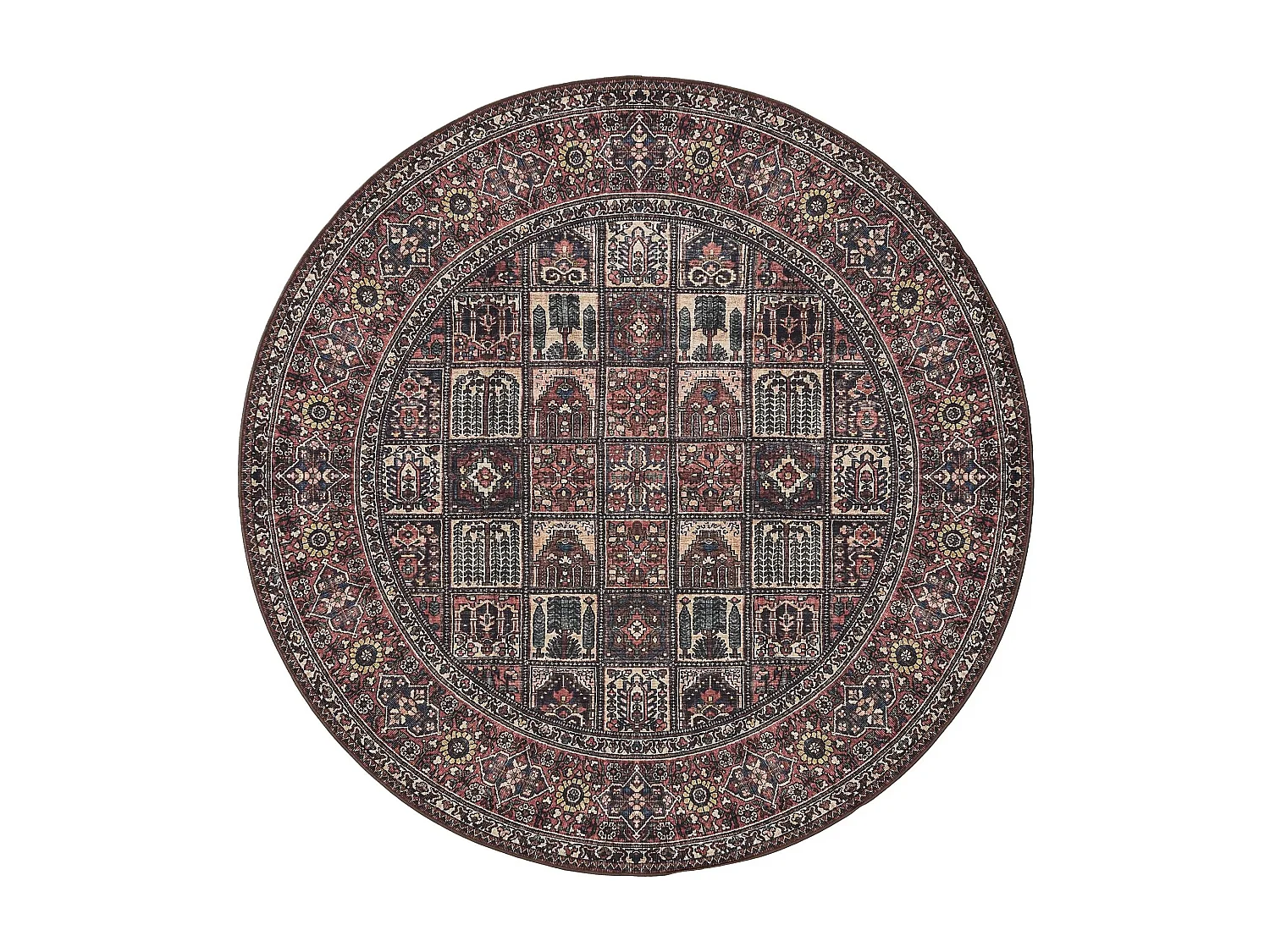 Tapis lavable George Multicouleur/Rouge ø 120 cm rond