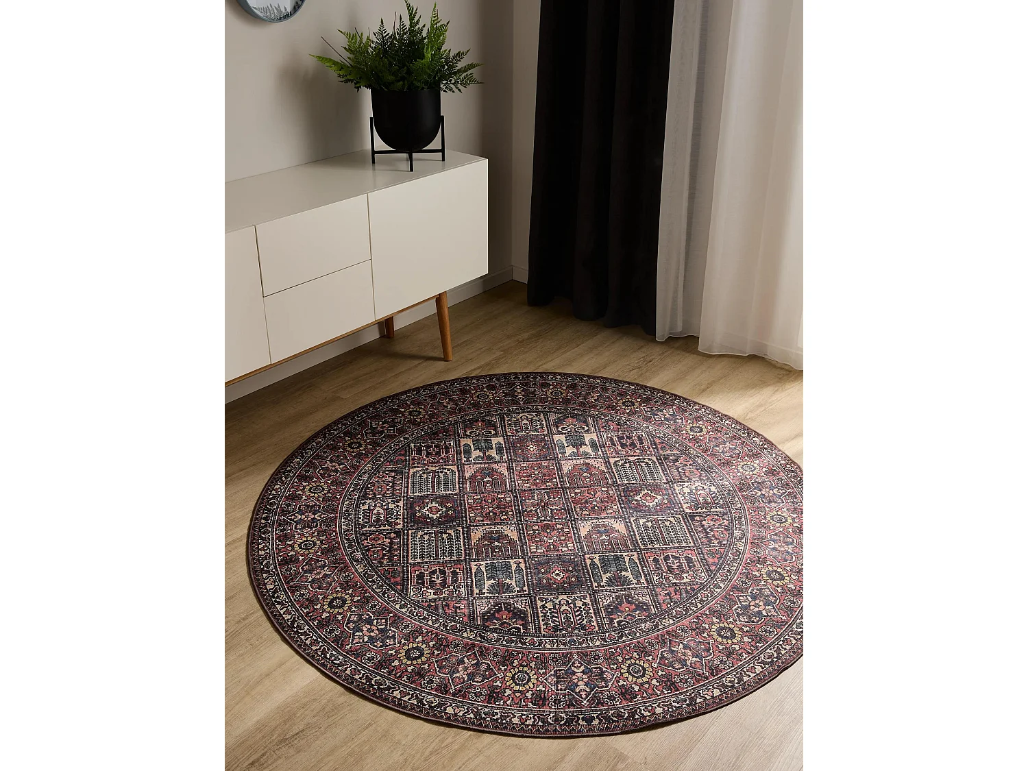 Tapis lavable George Multicouleur/Rouge ø 120 cm rond