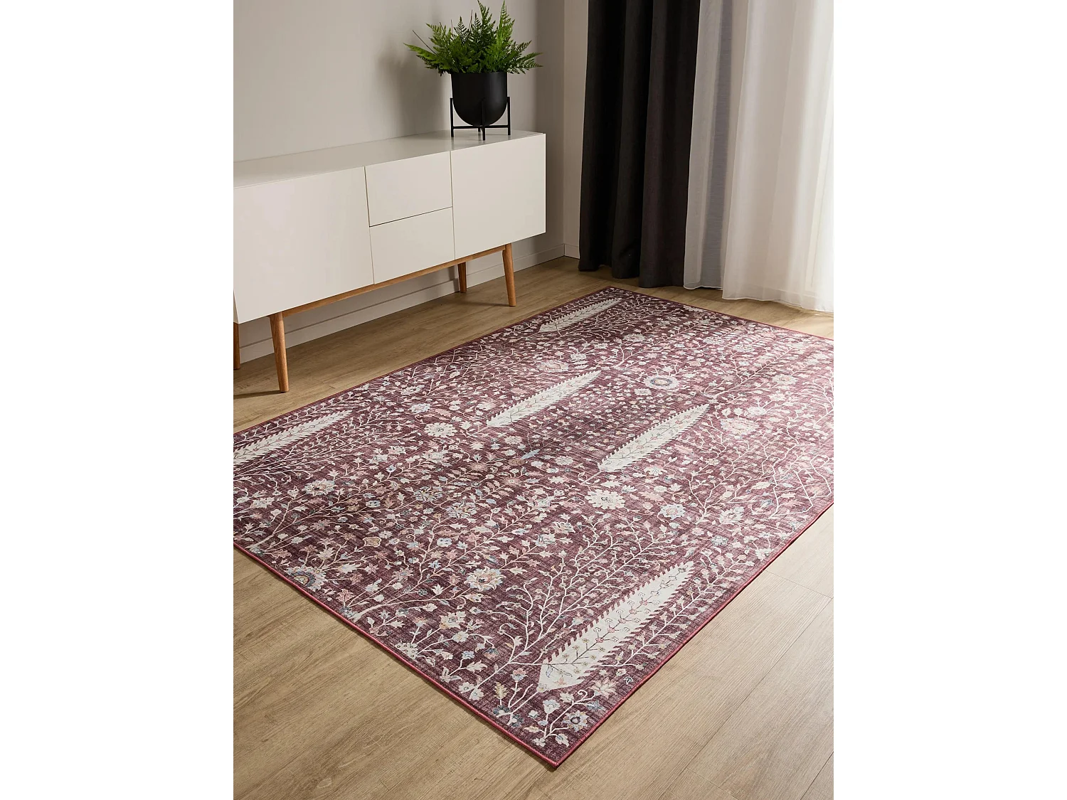 Tapis lavable George Bordeaux 80x150 cm