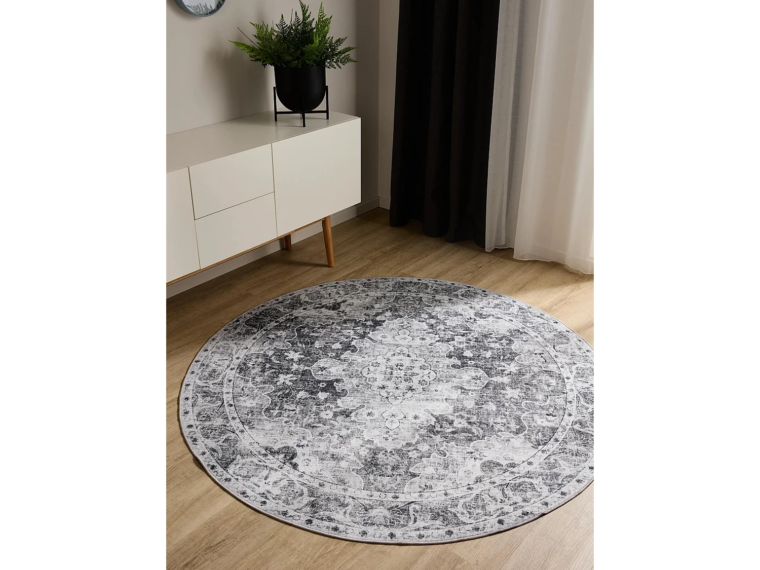 Tapis lavable George Anthracite ø 160 cm rond