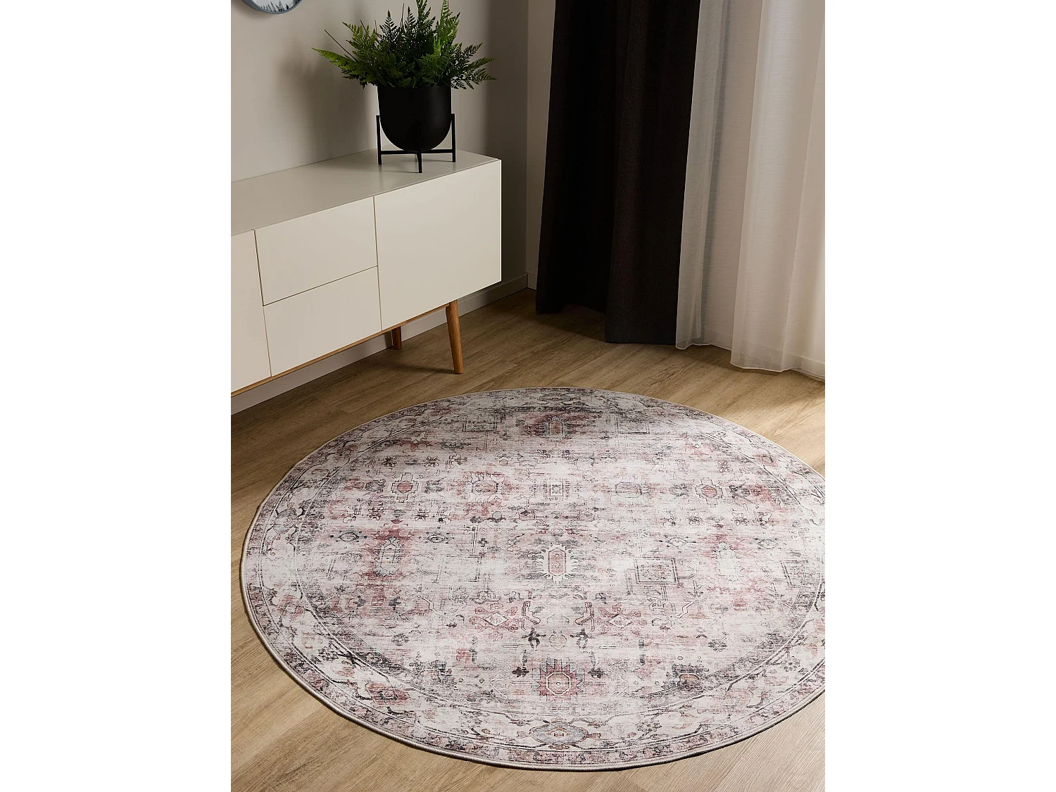 Tapis lavable George Crème/Taupe ø 160 cm rond