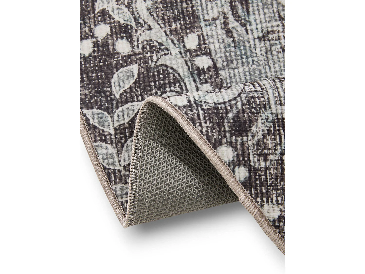 Tapis lavable George Noir/Gris ø 120 cm rond