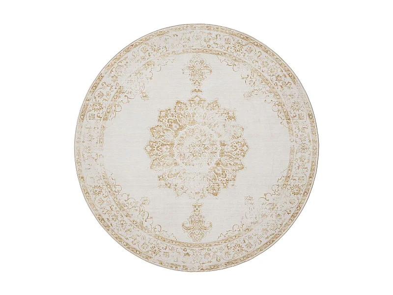Tapis lavable George Crème/Jaune ø 120 cm rond