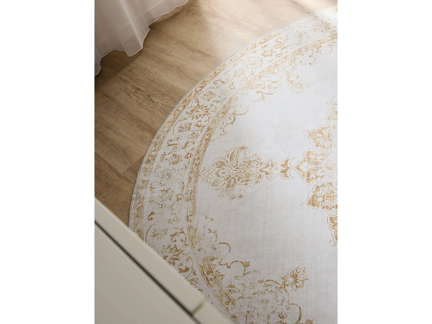 Tapis lavable George Crème/Jaune ø 120 cm rond