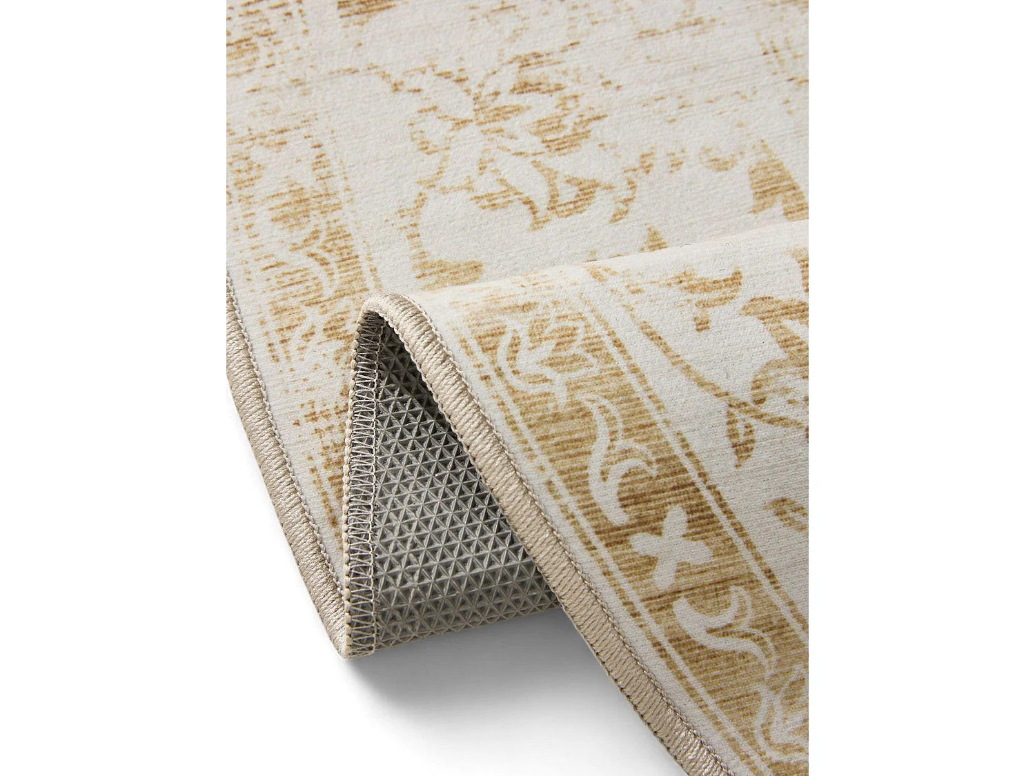 Tapis lavable George Crème/Jaune ø 120 cm rond