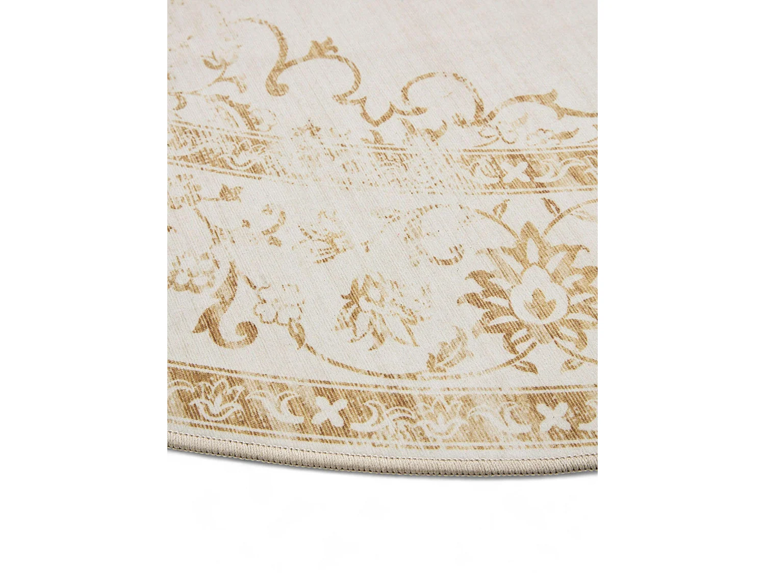 Tapis lavable George Crème/Jaune ø 120 cm rond