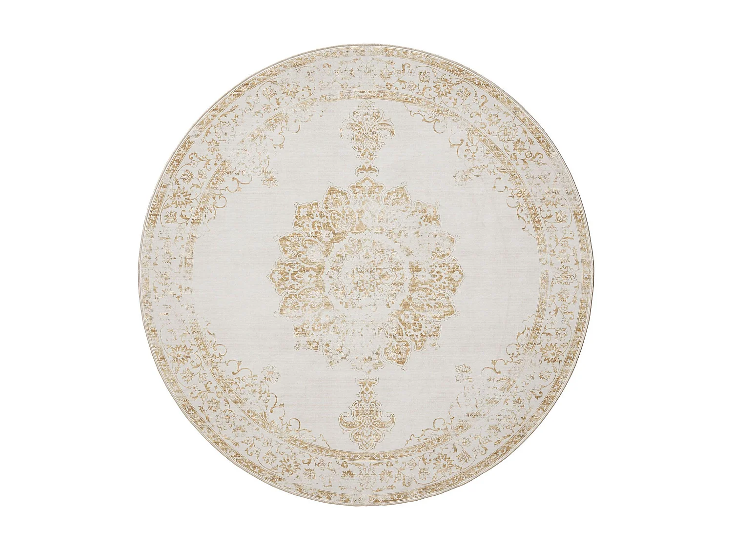 Tapis lavable George Crème/Jaune ø 120 cm rond