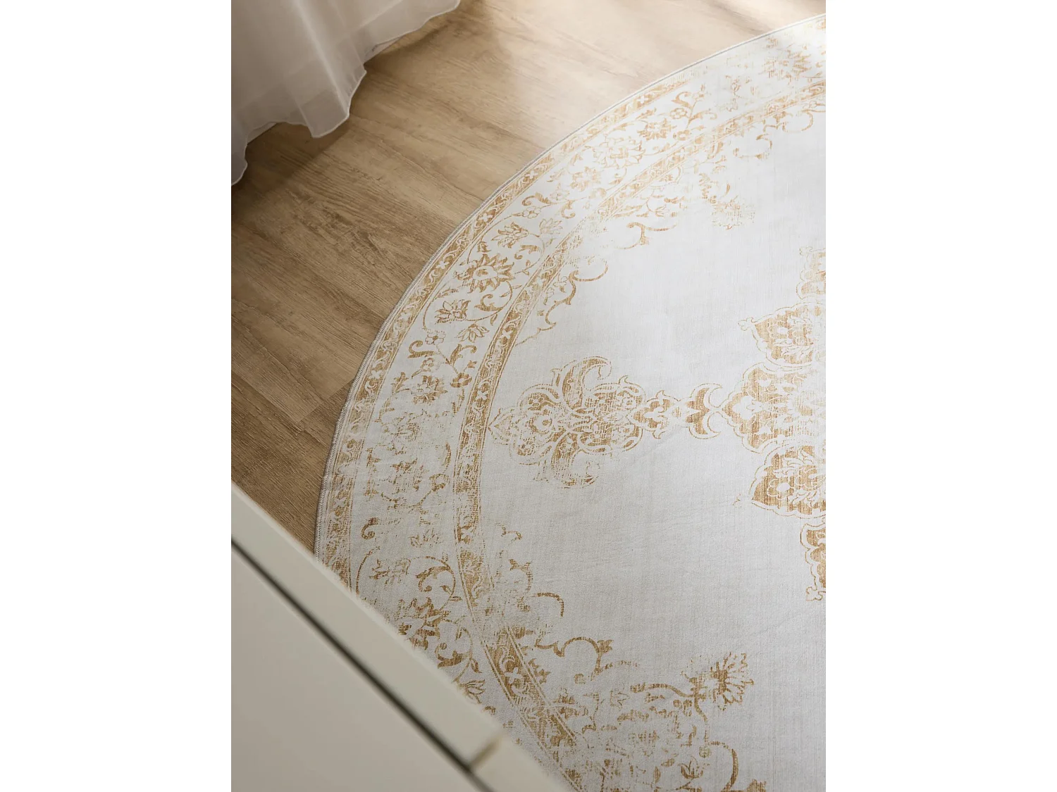 Tapis lavable George Crème/Jaune ø 120 cm rond