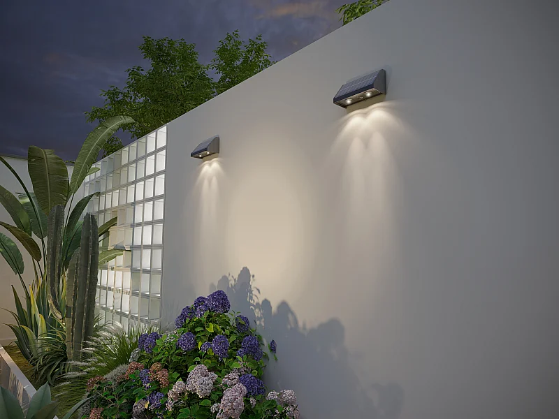 Solar-Wandleuchten 2er-Set - 30 Lumen - Schwarz - SABORG