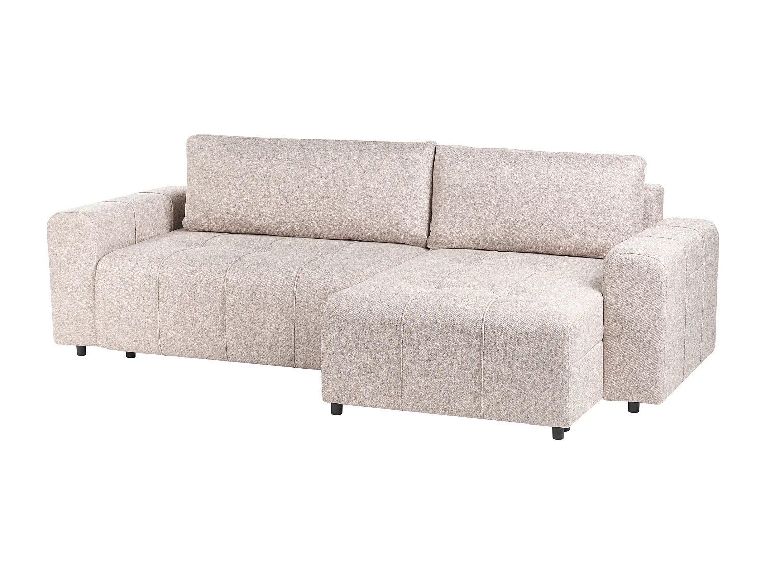 Hoekslaapbank INNVIK Stof Lichtbruin met opbergruimte 3-zitter Linkerzijde