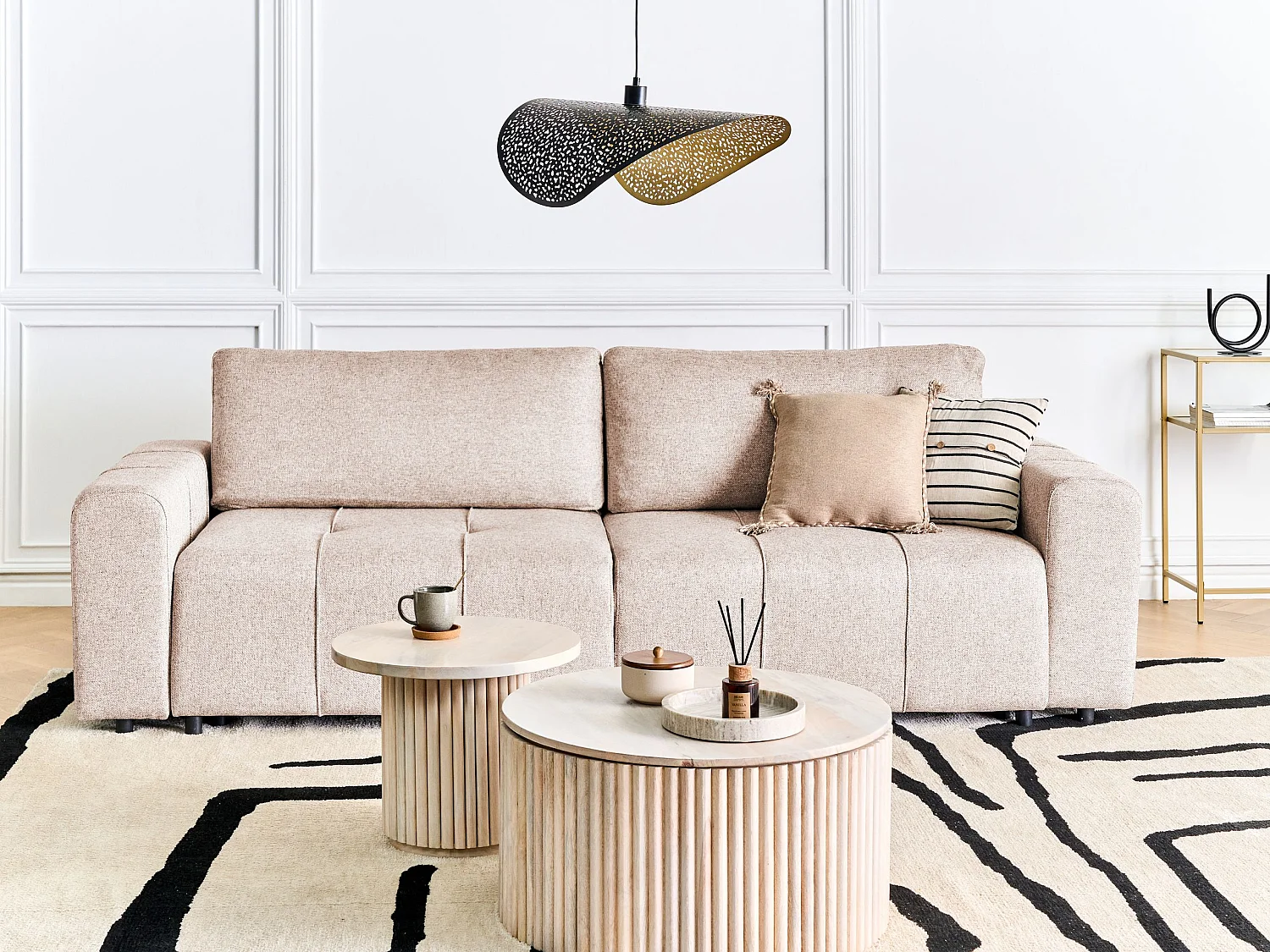 Slaapbank INNVIK Stof Lichtbruin met opbergruimte 3-zitter