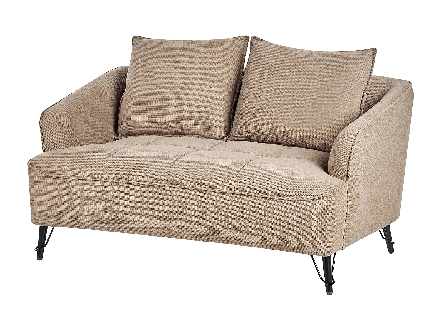 Sofa HOBRO Stoff Hellbraun 2-Sitzer