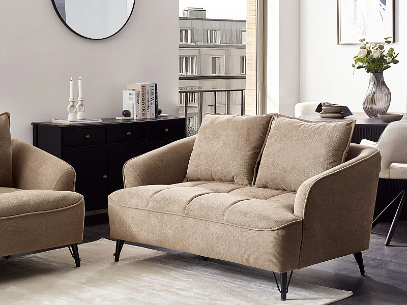 Canapé 2 places HOBRO Tissu Marron clair