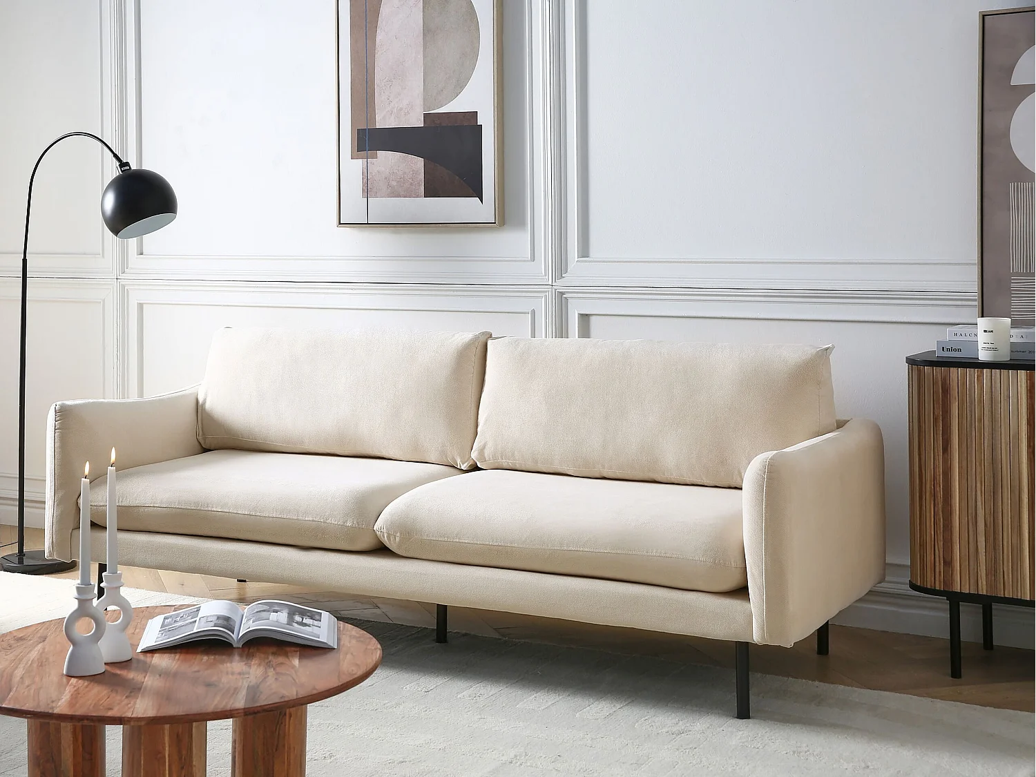 Sofa VINTERBRO Stoff Hellbeige 3-Sitzer