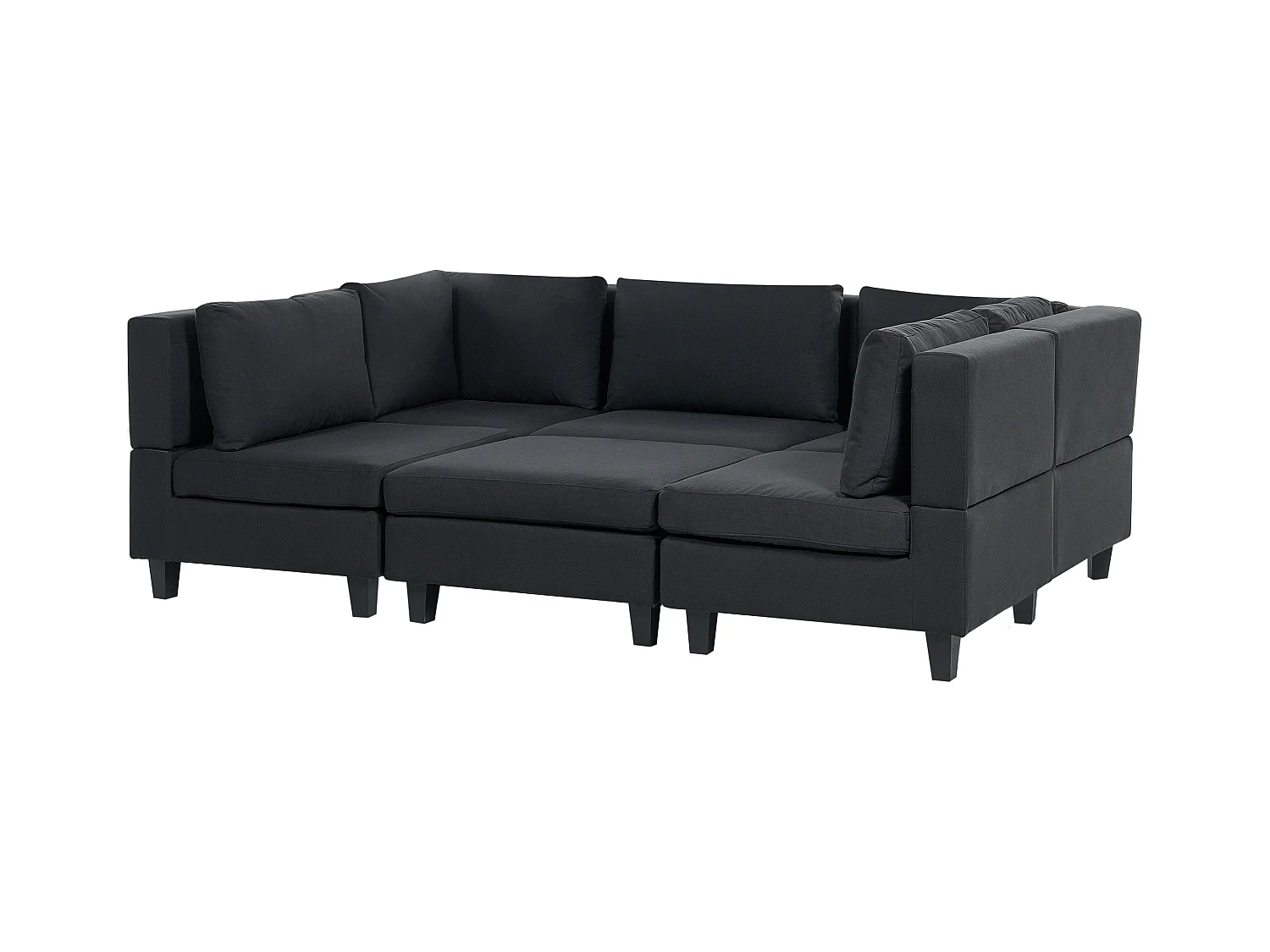 Canapé modulable en forme de U 5 places UNSTAD Tissu Noir avec ottoman