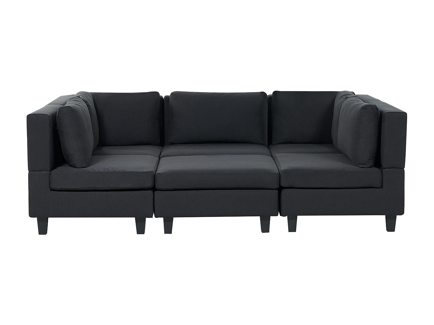 U-förmiges Modulsofa UNSTAD Stoff Schwarz mit Ottomane 5-Sitzer